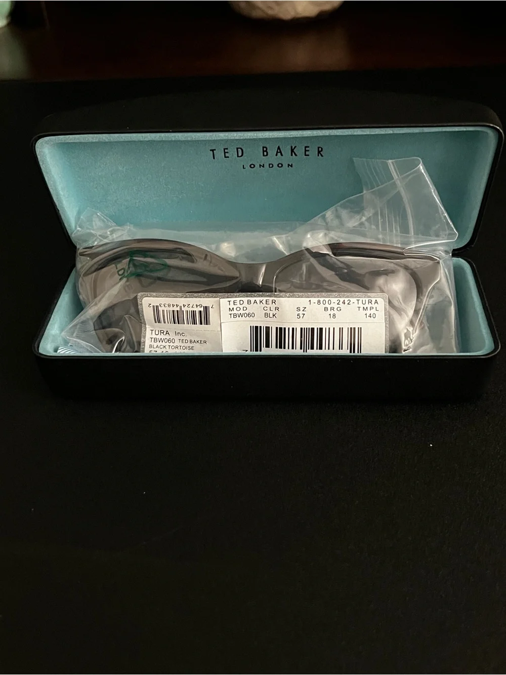 NWT Ted Baker Black Tortoise Polarized Sunglasses with Case